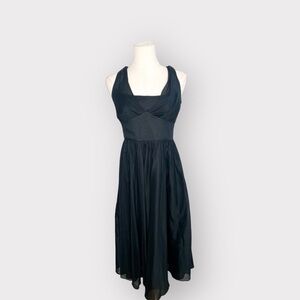 BANANA REPUBLIC Black Cotton Midi Dress (Sz 2)